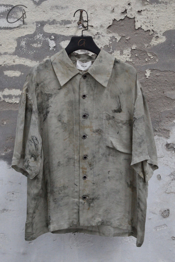 Pengtai Medication Room Clothing-material healing line Chinese medicine dyed silk shirt PT-PTS25M04-2-WORMWOOD